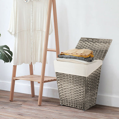 Foldable Handwoven Laundry Basket with Removable Liner