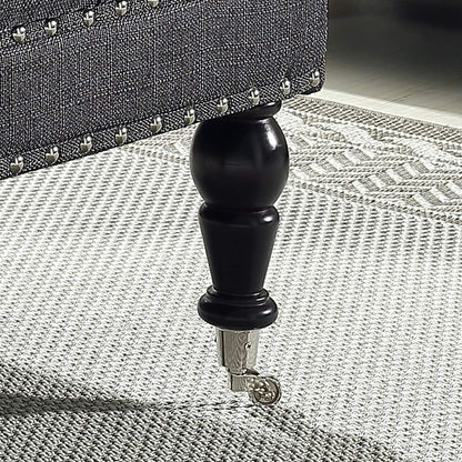 Charcoal Gray Tufted Ottoman with Rolling Wheels