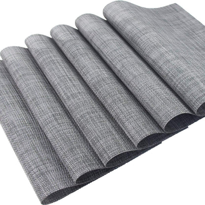 PIGCHCY Placemats Washable Vinyl Placemats Easy to Clean Plastic Non-Slip Placemats for Dining Table Set of 6 (Multi Grey)