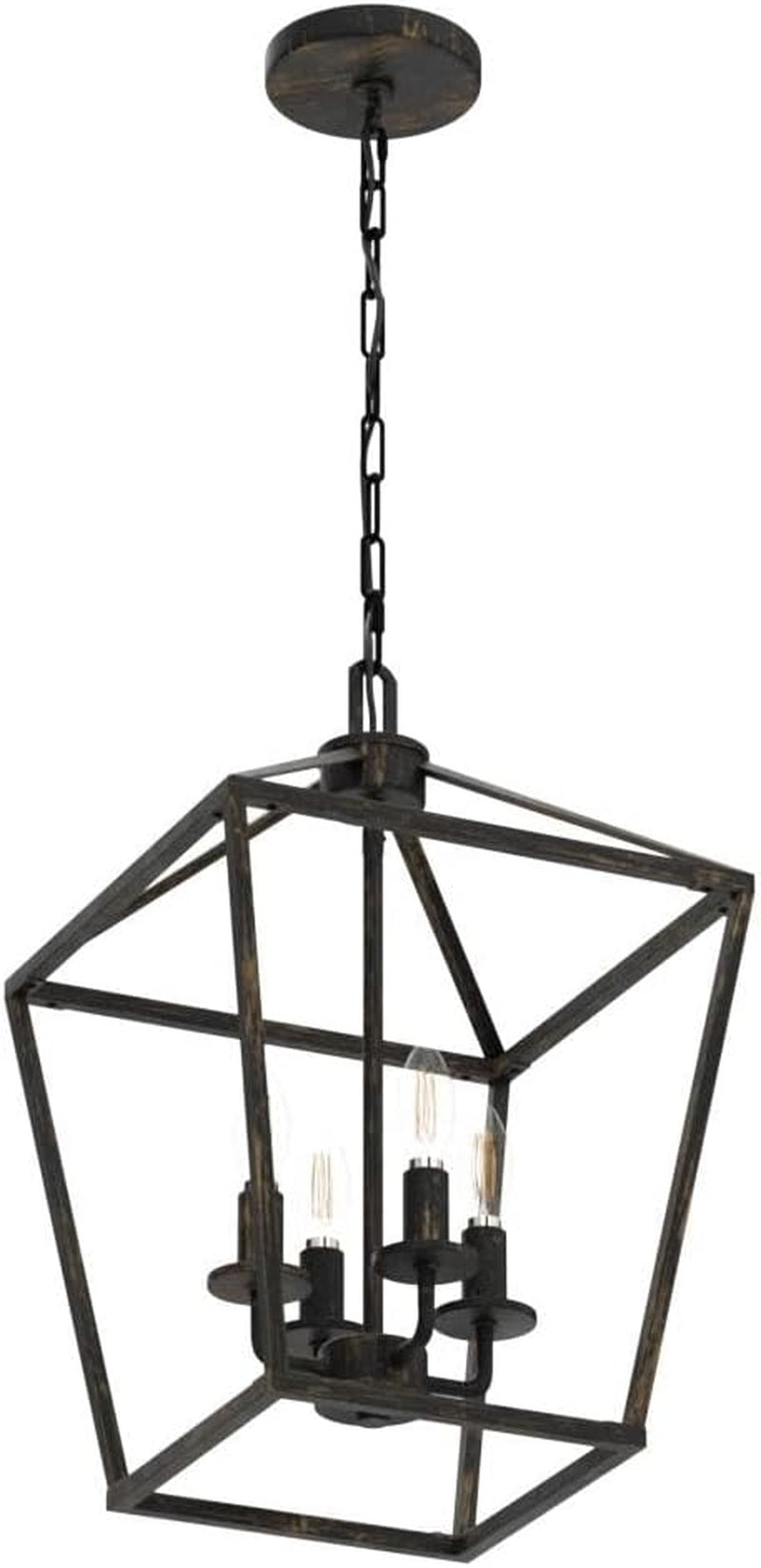 4 Light Chandelier Lighting, Industrial Ceiling Light Black Lantern