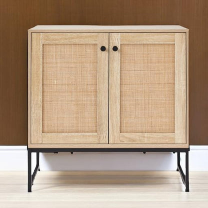 2-Door Rattan Storage Cabinet, Accent Furniture, Multifunctional