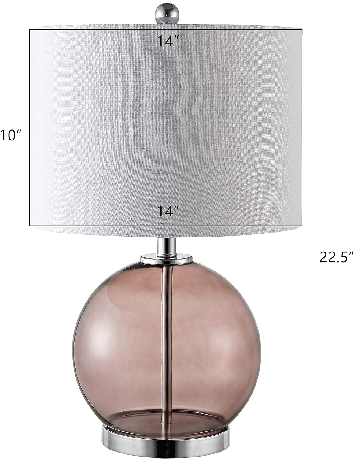 SAFAVIEH Lighting Collection Lonni Smoked Grey Glass 23-Inch Bedroom Living Room Home Office Desk Nightstand round Table Lamp Set of 2 (LED Bulbs Included)