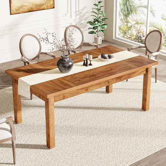 70.87" Wood Dining Table for 6-8 People, Modern Large Rectangle