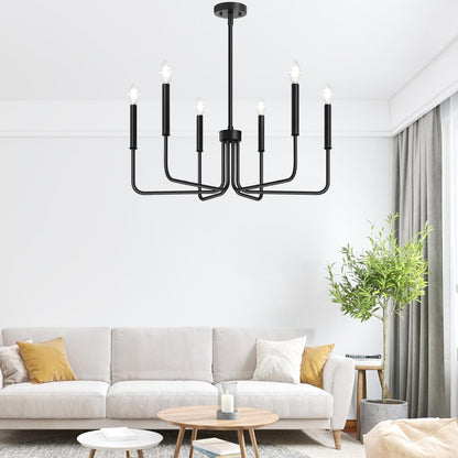 Black Chandelier, 6-Light Farmhouse Chandelier for Dining Room