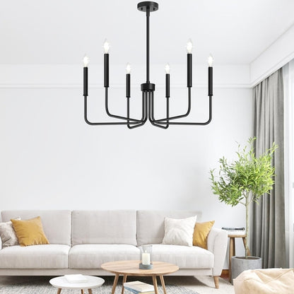 Black Chandelier, 6-Light Farmhouse Chandelier for Dining Room