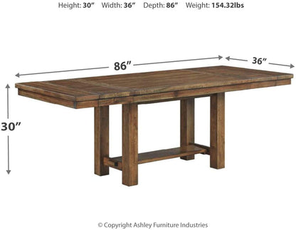 Moriville Farmhouse Dining Extension Table, Seats up to 8