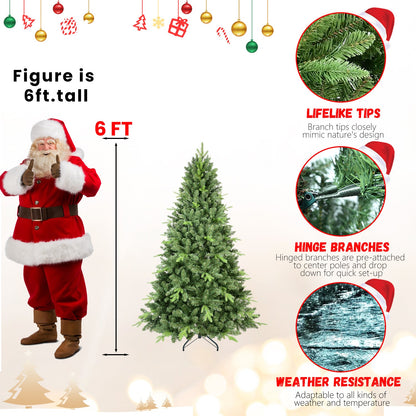 9FT Classic Christmas Tree with 3509 PE+PVC Tips – Realistic Hinged