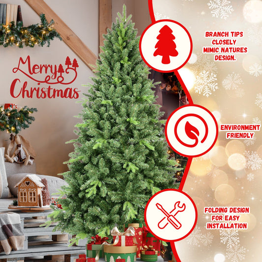 9FT Classic Christmas Tree with 3509 PE+PVC Tips – Realistic Hinged