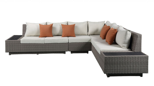 Jade Beige And Gray Wicker Patio Set