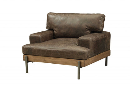 Jade Distressed Chocolate Brown High Grade Leather Chair