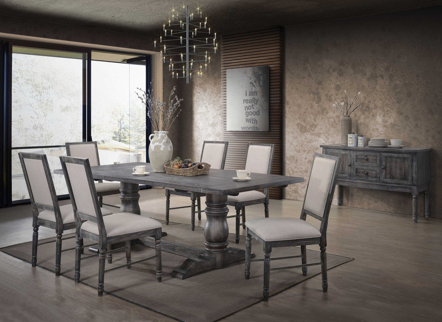88inches X 40inches X 30inches Weathered Gray Dining Table