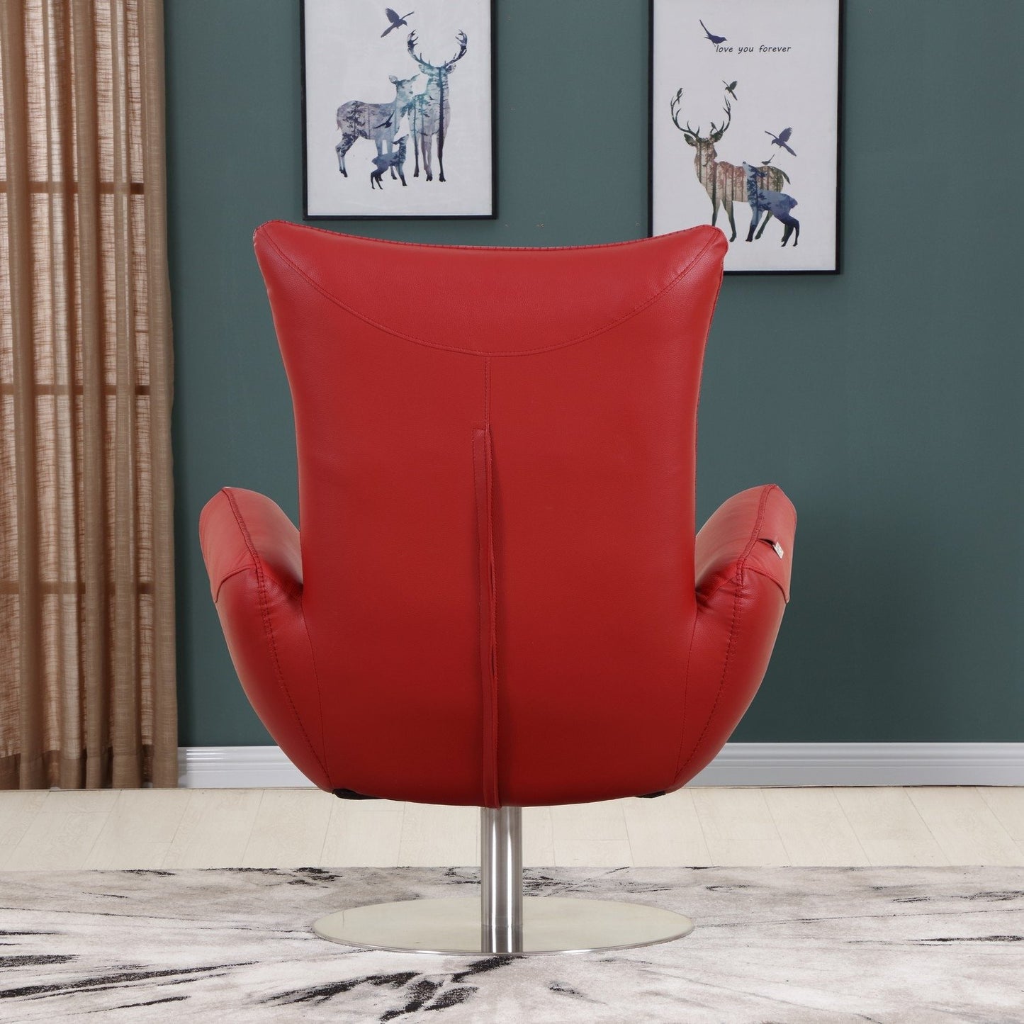 43inches Black Contemporary Leather Lounge Chair
