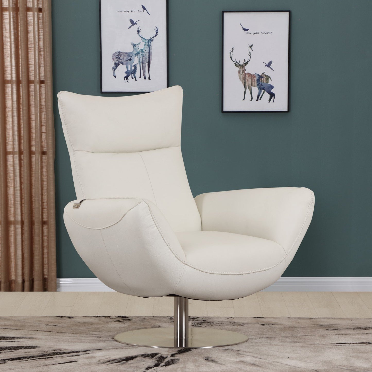 43inches Black Contemporary Leather Lounge Chair