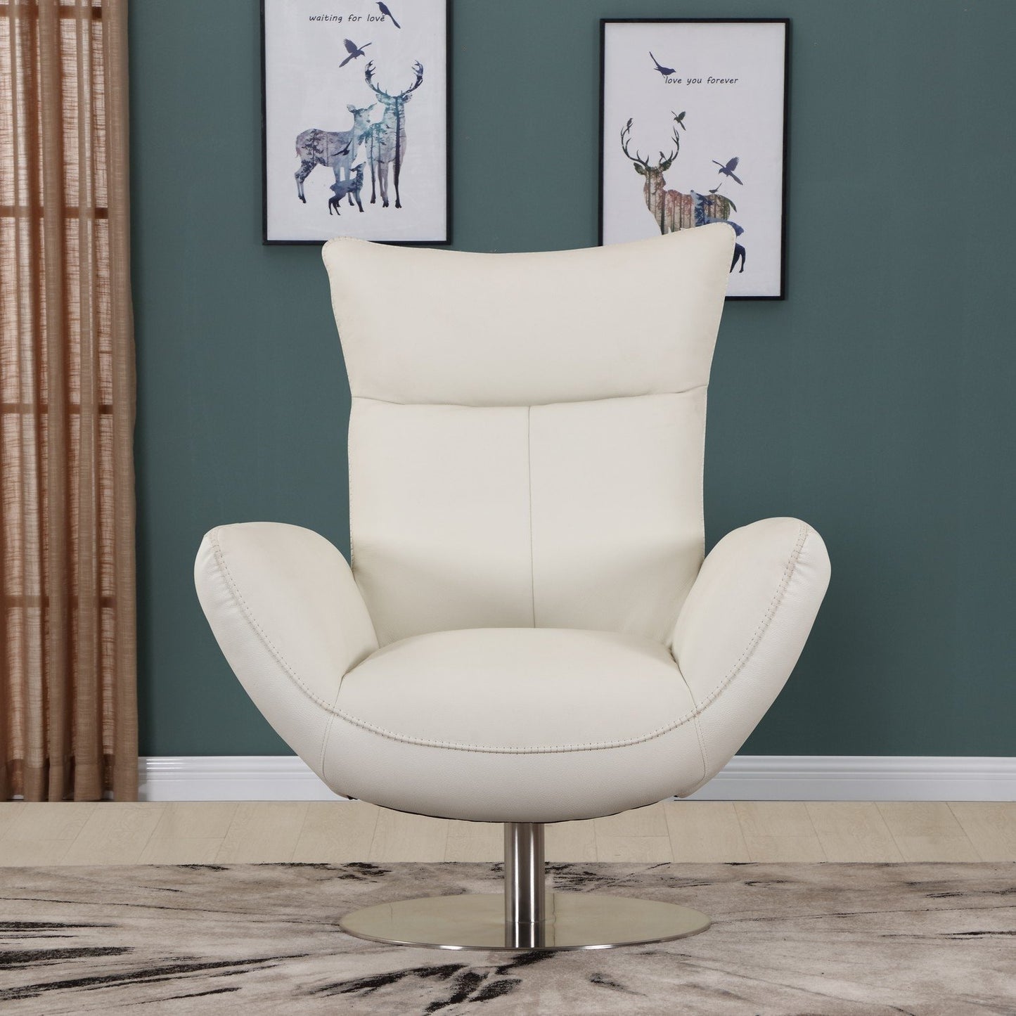 43inches Black Contemporary Leather Lounge Chair