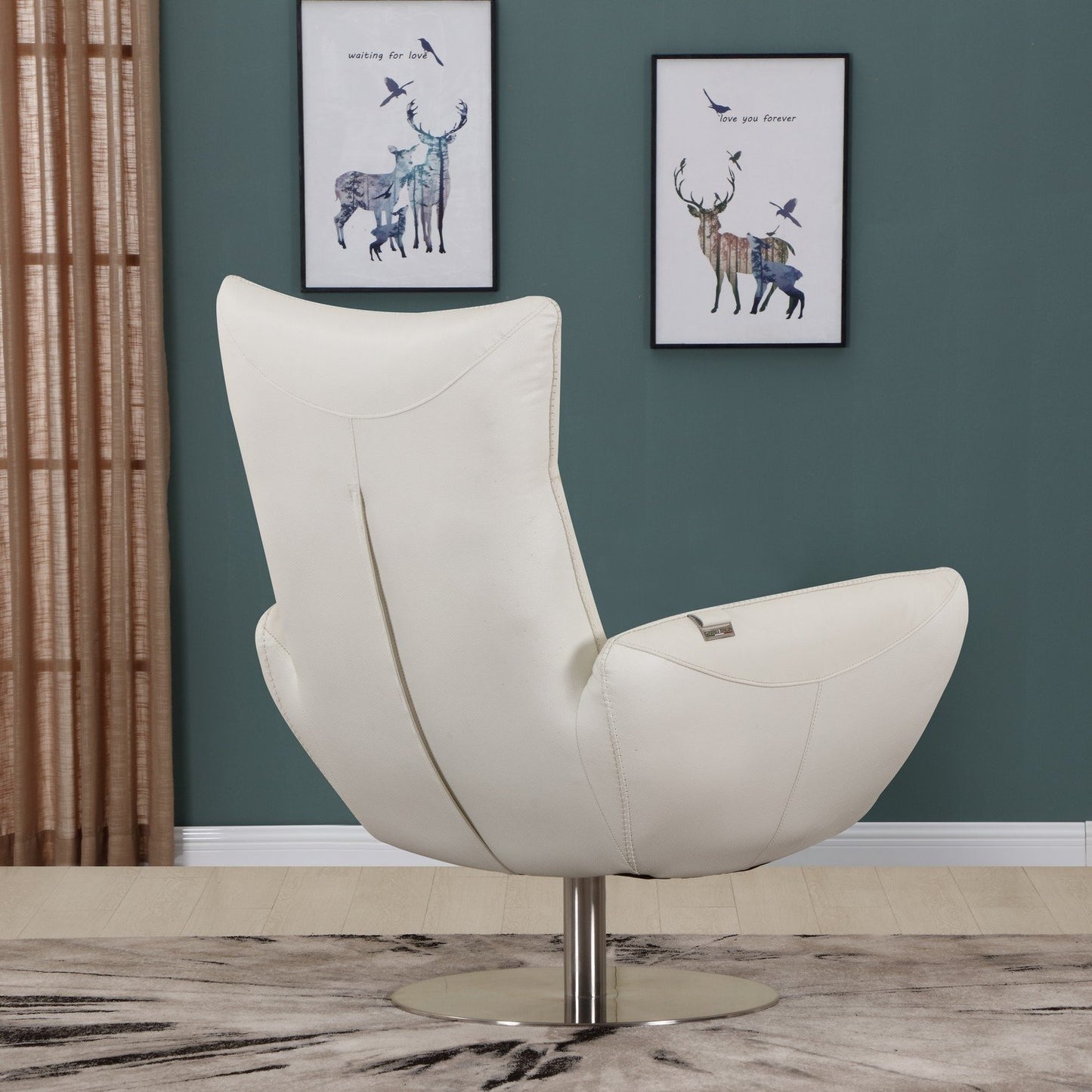 43inches Black Contemporary Leather Lounge Chair