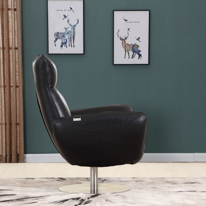 43inches Black Contemporary Leather Lounge Chair