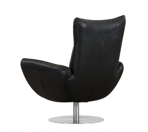 43inches Black Contemporary Leather Lounge Chair