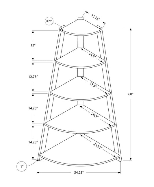 White Wood Four Tier Corner Bookcase