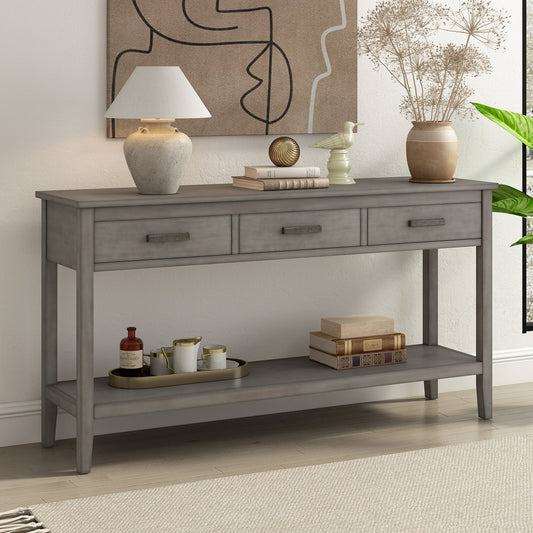Contemporary 3-Drawer Console Table with 1 Shelf, Entrance Table for