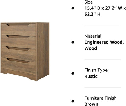 Rustic Brown 4-Drawer Storage Cabinet