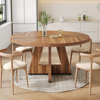 round Dining Table for 4-6 People, 47 Inches Dining Room Table with