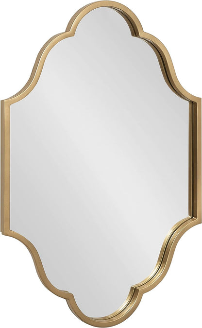 Kate and Laurel Rowla Glam Scalloped Wall Mirror, 23" X 37", Black, Chic, Sophisticated Accent Mirror for Decor or Bathroom Vanity