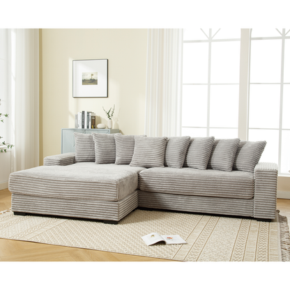 Oversized Two-Piece Couches, L Shaped Sofa, Corduroy Modular Sectional Seating