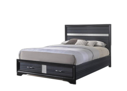 63inches X 84inches X 50inches Black Wood Queen Bed wStorage
