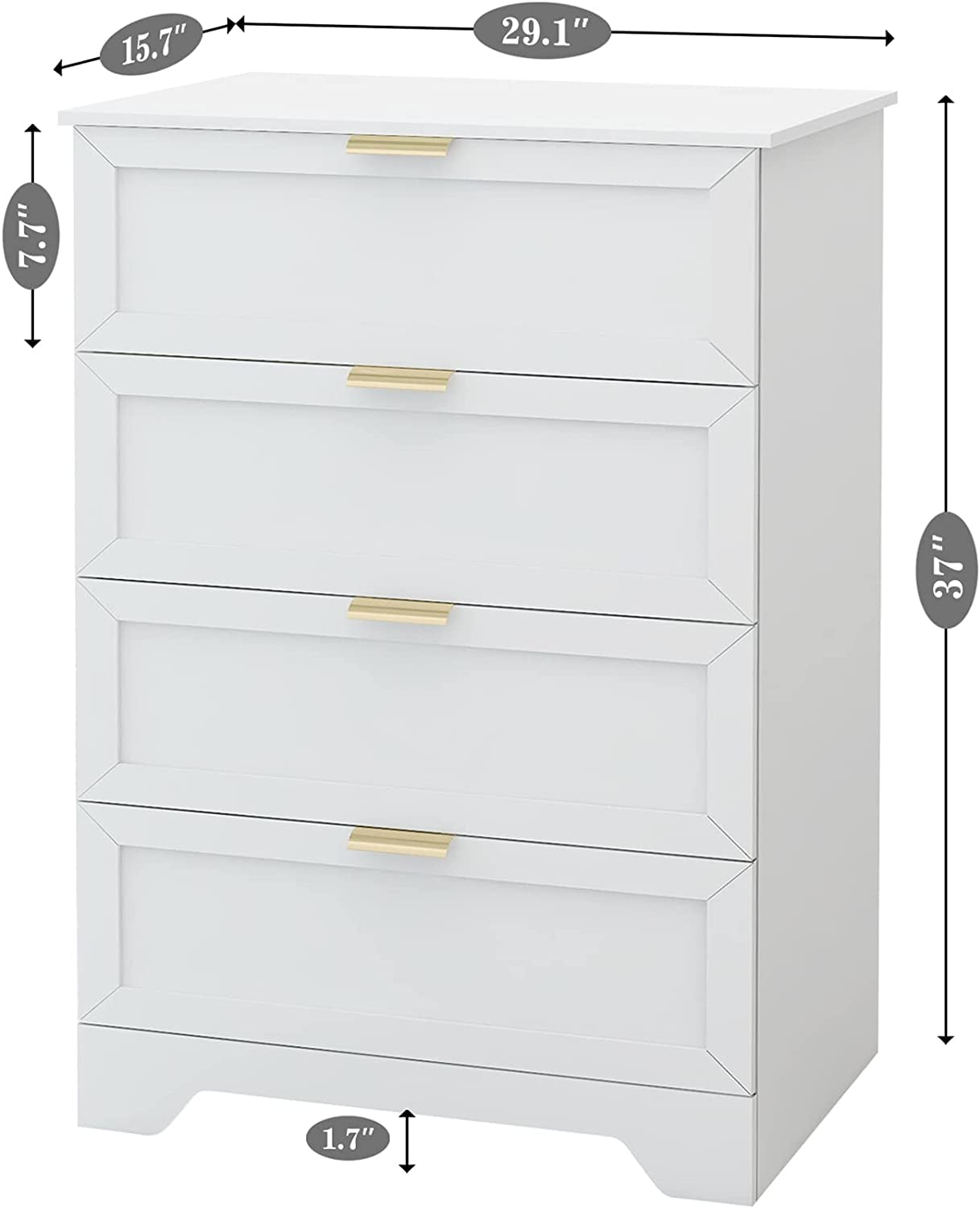 White 4-Drawer Modern Dresser