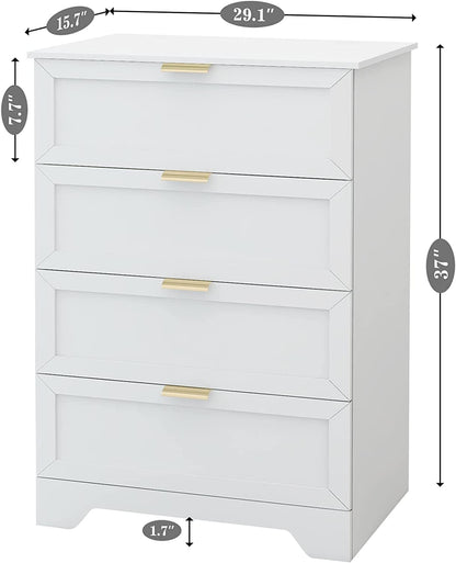 White 4-Drawer Modern Dresser