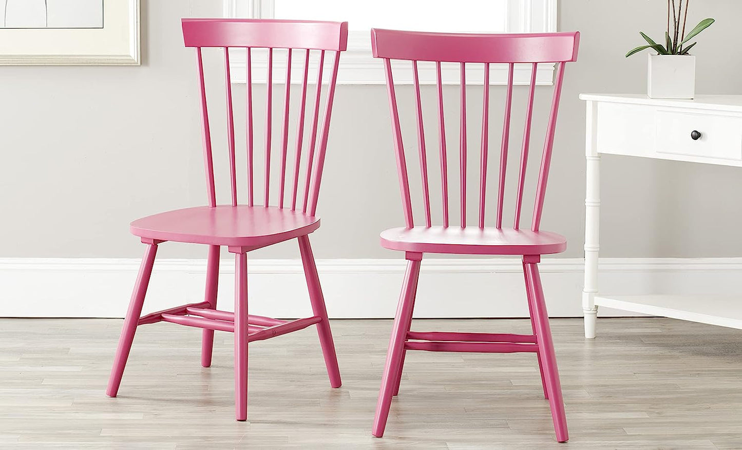 American Homes Collection Raspberry Pink Spindle Side Chair, Set of 2