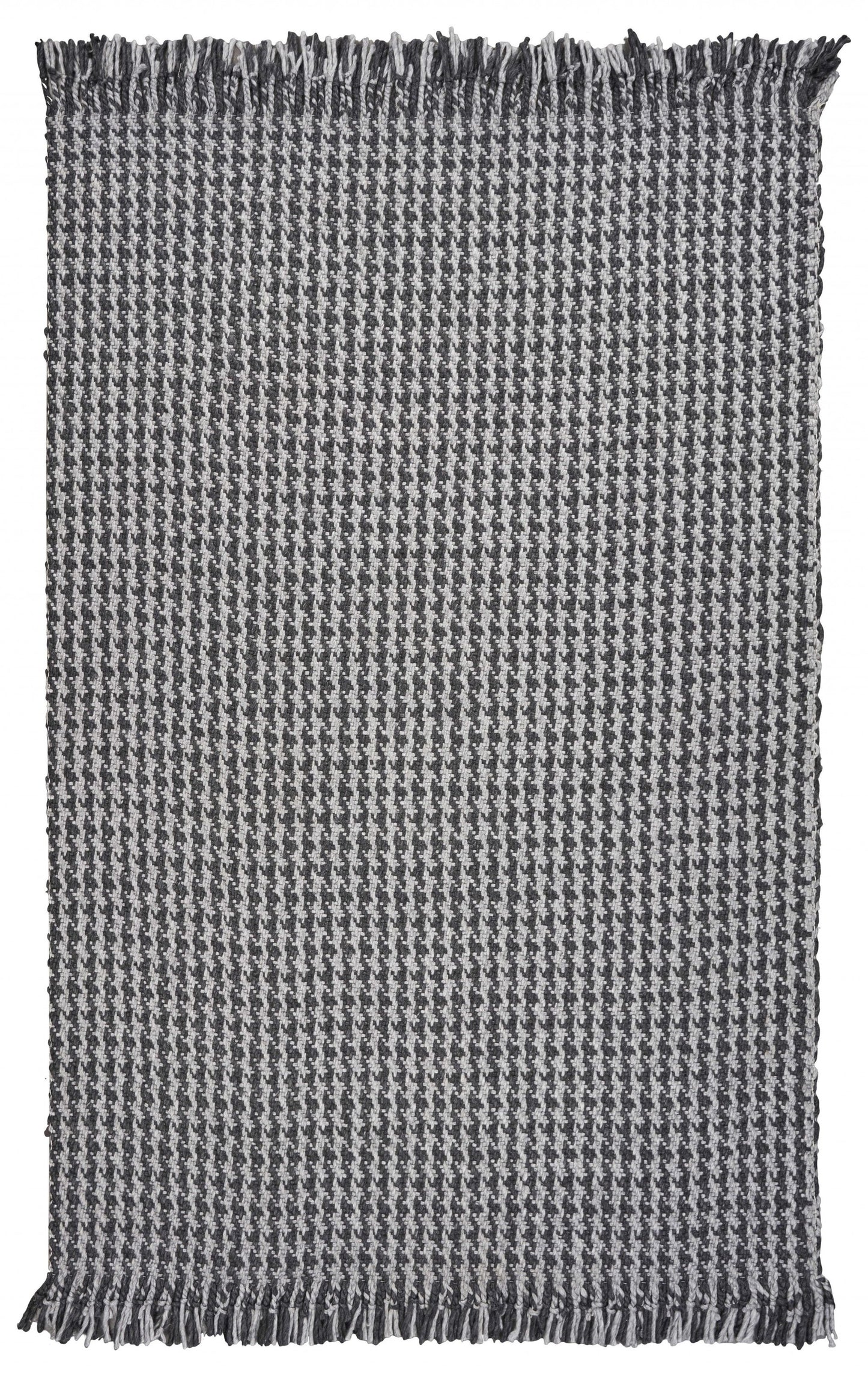 5inchesx8inches Grey Hand Woven Houndstooth Indoor Area Rug