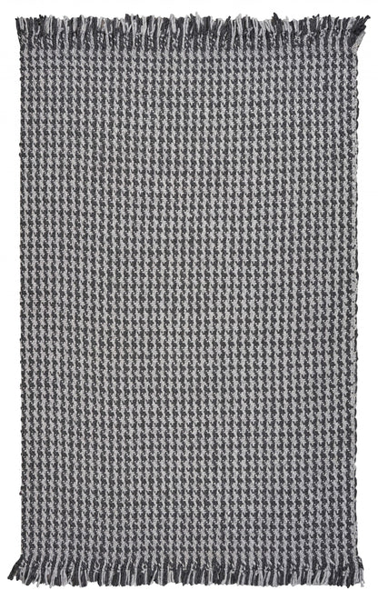 5inchesx8inches Grey Hand Woven Houndstooth Indoor Area Rug
