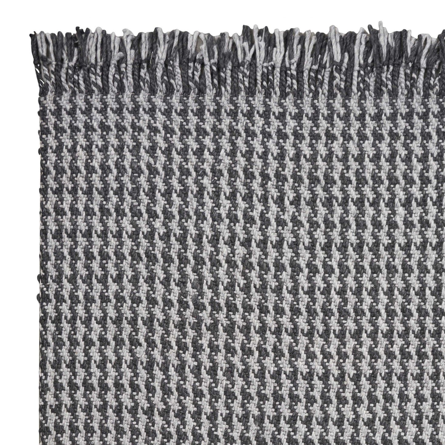 5inchesx8inches Grey Hand Woven Houndstooth Indoor Area Rug