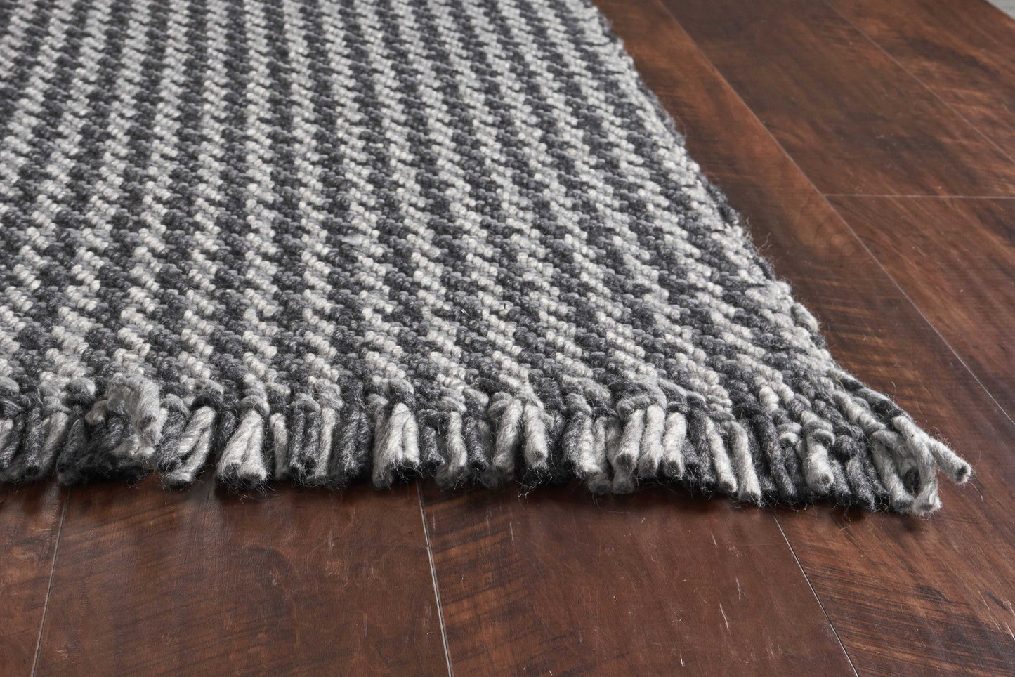 5inchesx8inches Grey Hand Woven Houndstooth Indoor Area Rug