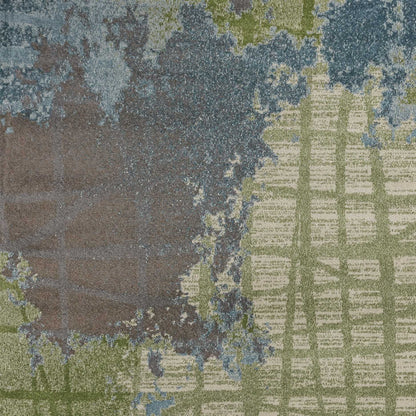 6inches x 9inches Green or Blue Abstract Design Indoor Area Rug