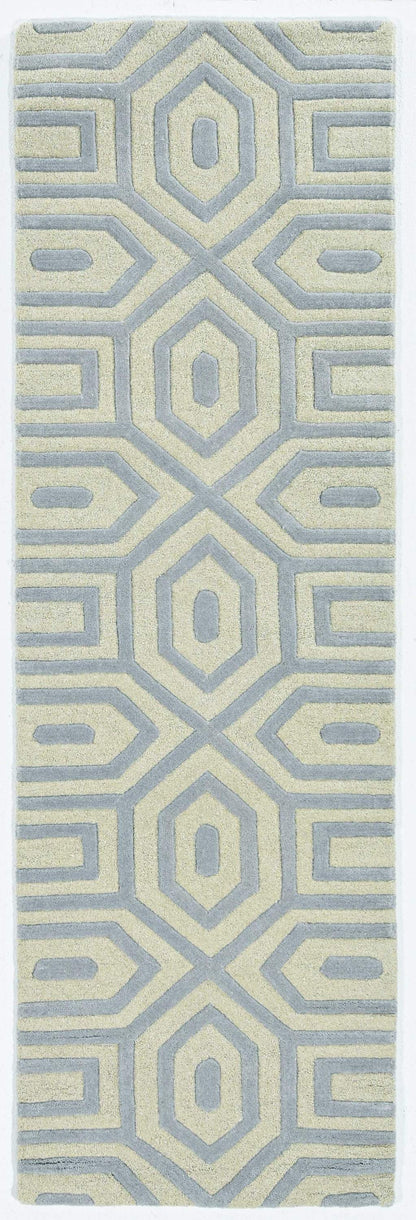 8inches Grey Hand Tufted Geometric Indoor Runner Rug