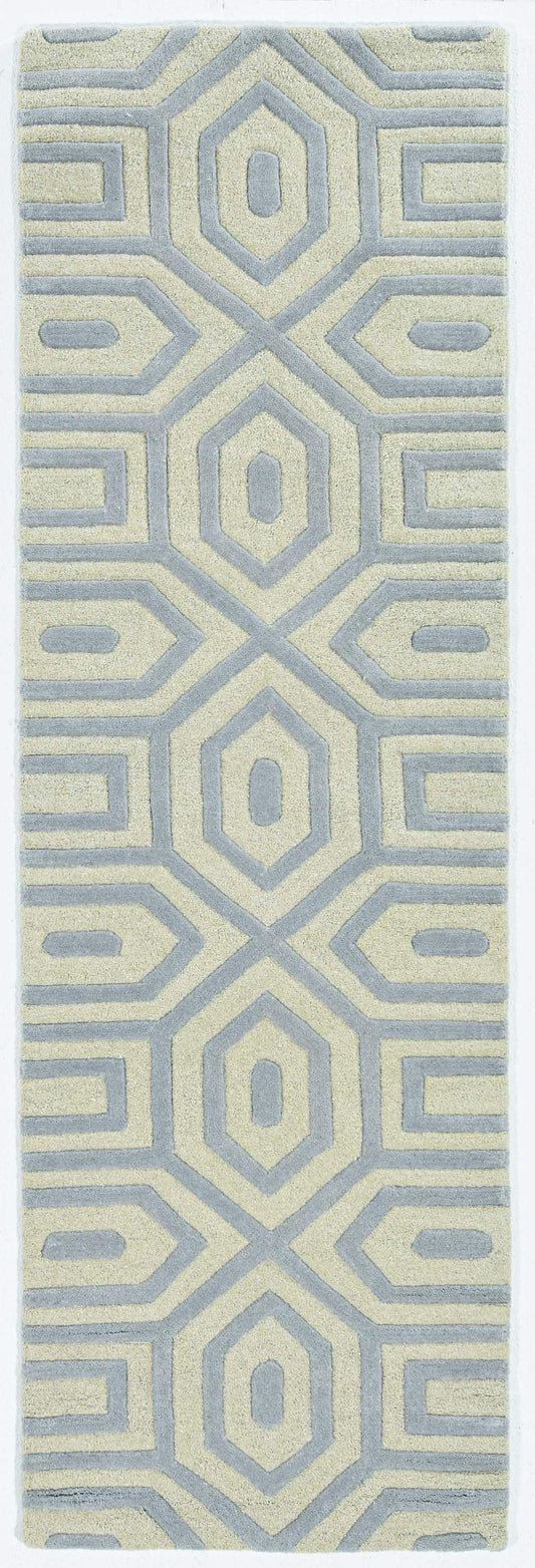 8inches Grey Hand Tufted Geometric Indoor Runner Rug
