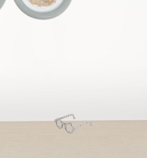 6.5inches x 6inches x 2inches Silver Round Glasses