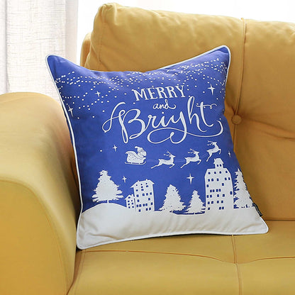 18inches Blue Christmas Merry Bright Throw Pillow Cover