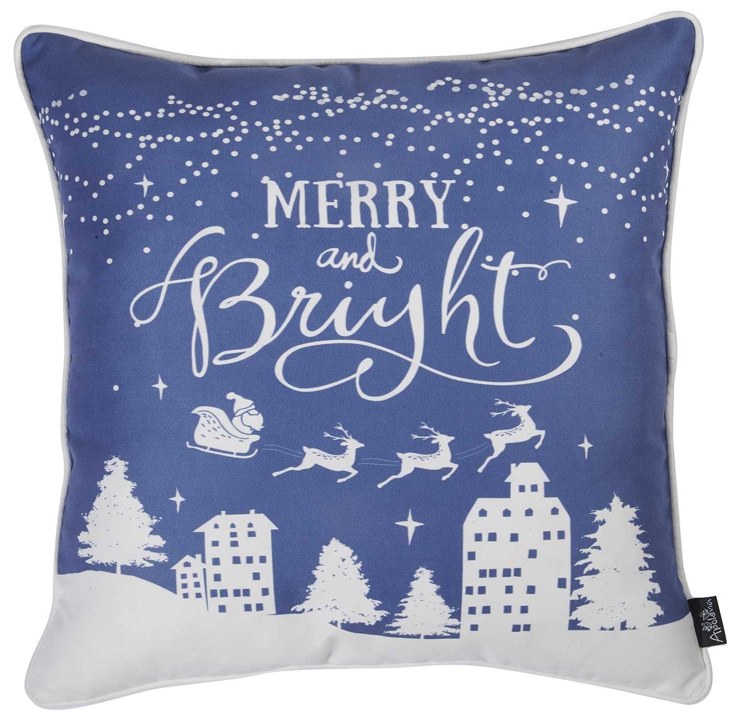 18inches Blue Christmas Merry Bright Throw Pillow Cover