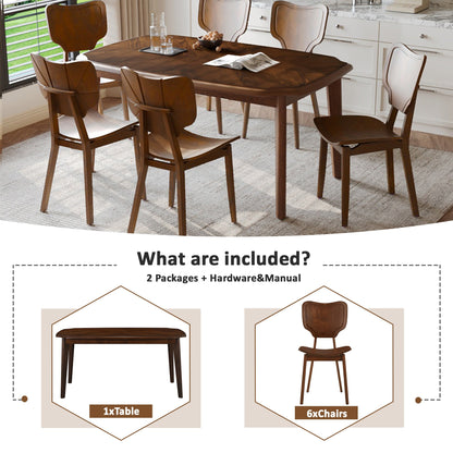 Vintage-Style Solid Wood Dining Table Set with Classic Dining Chairs for Home