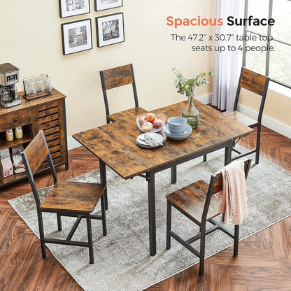 Folding Dining Table, Drop Leaf Extendable, for Small Spaces, Seats