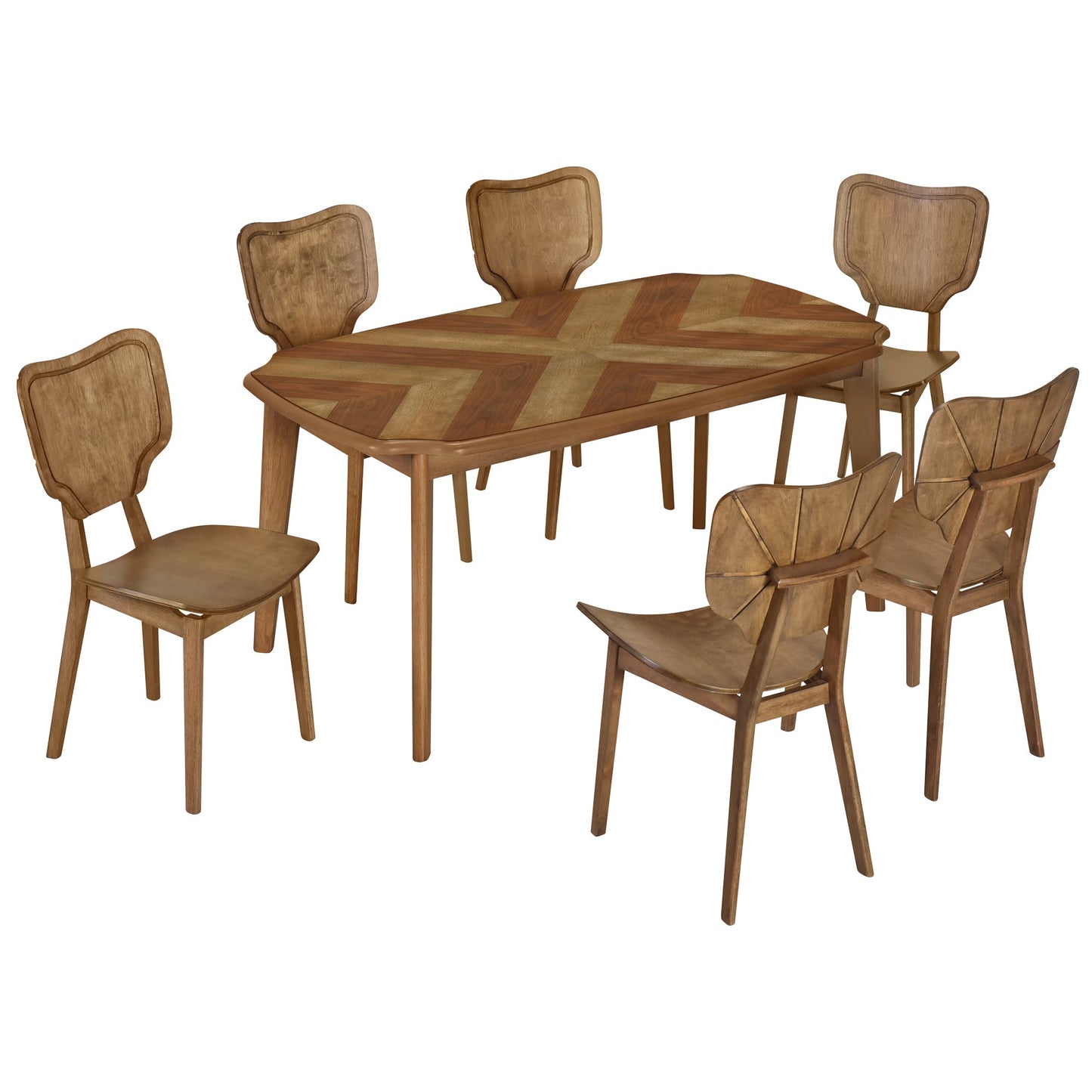 Vintage-Style Solid Wood Dining Table Set with Classic Dining Chairs for Home