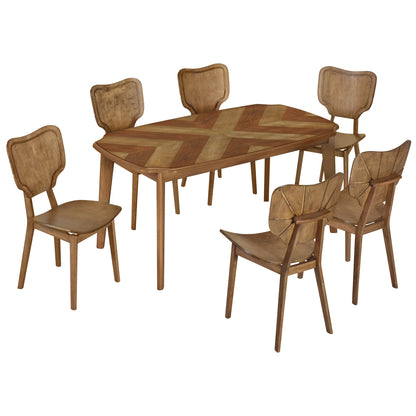 Vintage-Style Solid Wood Dining Table Set with Classic Dining Chairs for Home