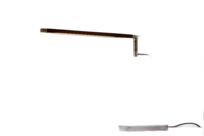 Walnut Wood Finish and Antique Brass Metal Adjustable LED Desk Lamp