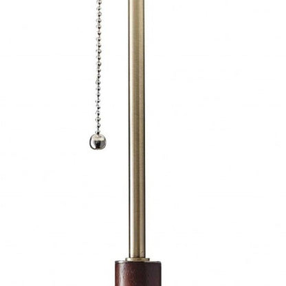 Mid-Century Modern Floor Lamp with Antique Brass and Walnut Wood