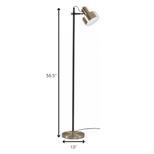 Retro Floor Lamp with Matte Black Pole and Adjustable Jumbo Antique