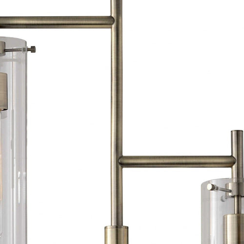 Two Light Modern Floor Lamp with Glass Cylinder Shade and Metal Tripod Base