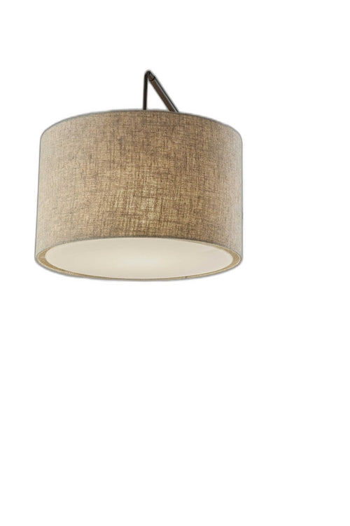 Sculptural Wood Floor Lamp with Adjustable Black Metal Arm